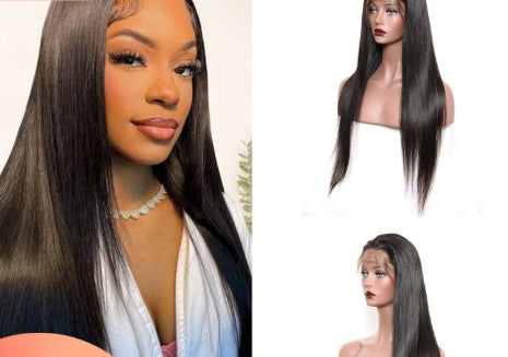 Long Straight Human Hair Lace Front Wig
