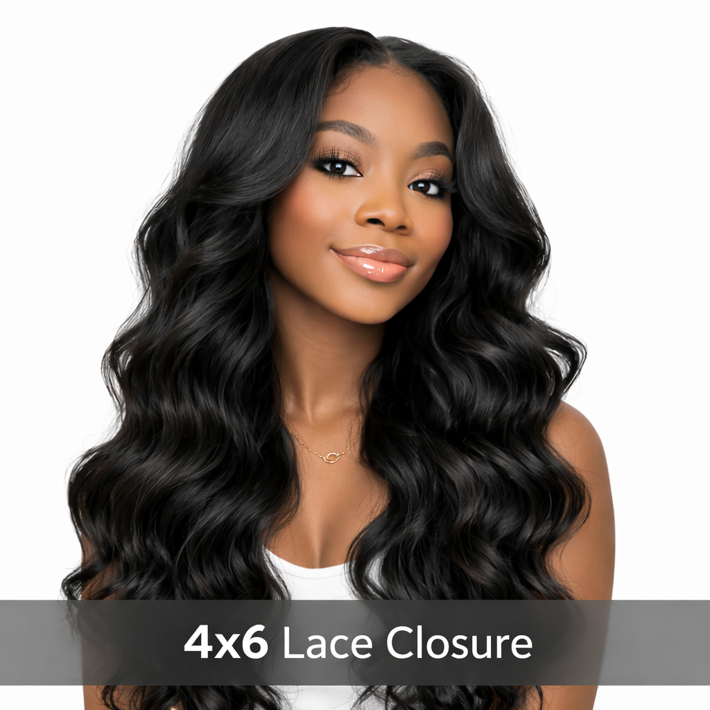 Body Wave 4x6 Closure Wig | Glueless Human Hair | Natural Volume | 16–34 Inch