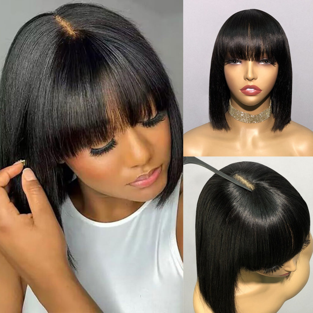 Glue-Free Straight Human Hair Wig