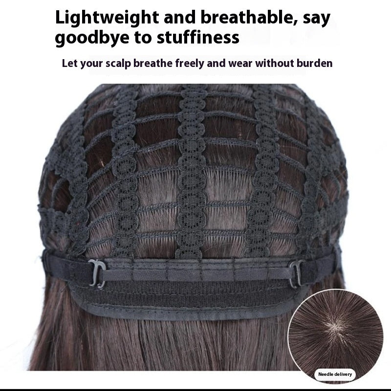 Short Human Hair Cap Wig with Simulated Scalp