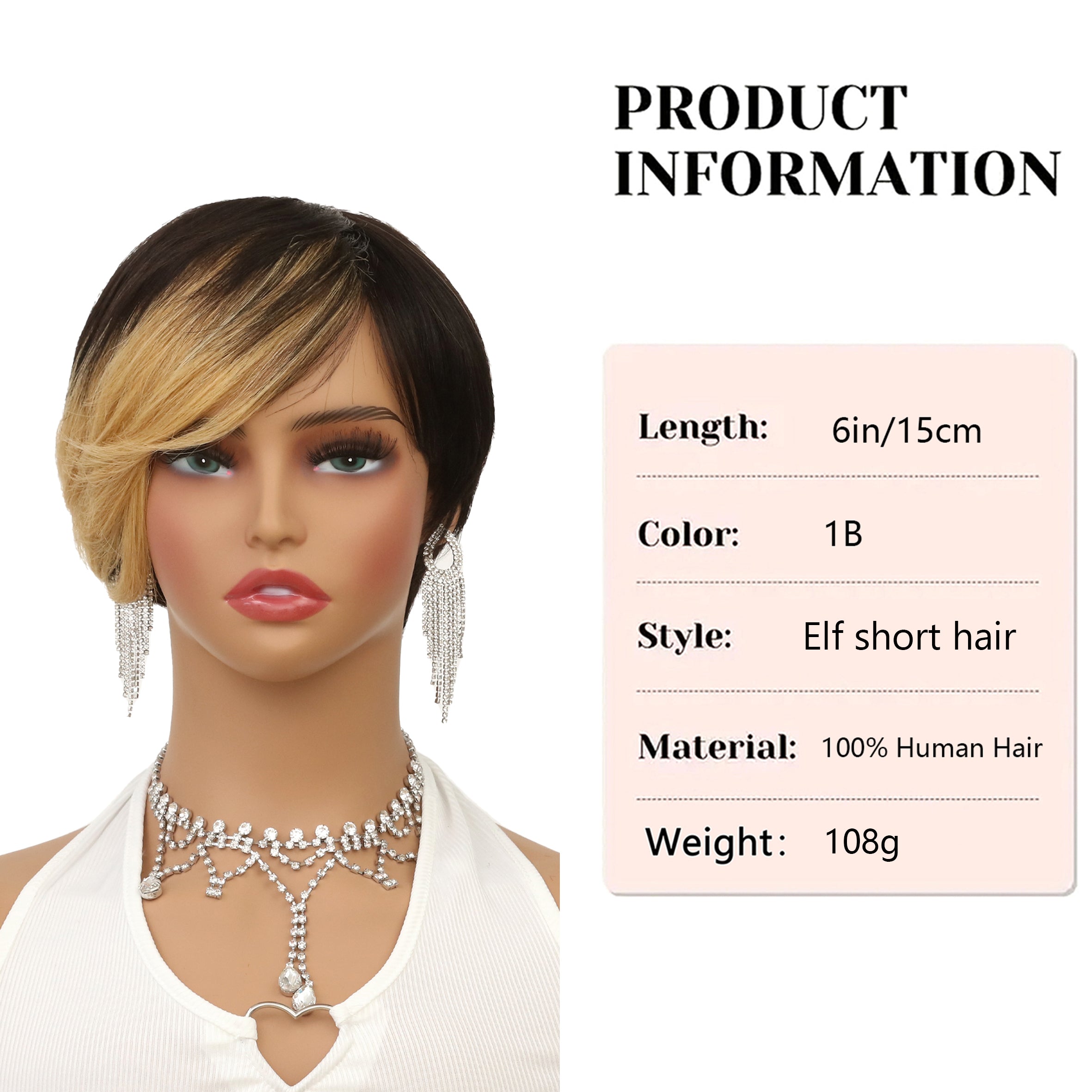 Short Remy Human Hair Pixie Wig