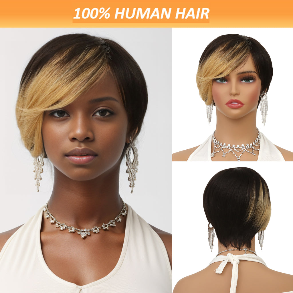 Short Remy Human Hair Pixie Wig