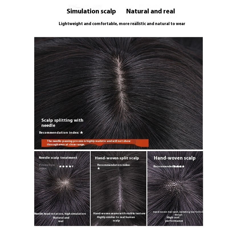 Needle-Injected Human Hair Topper with Natural Scalp