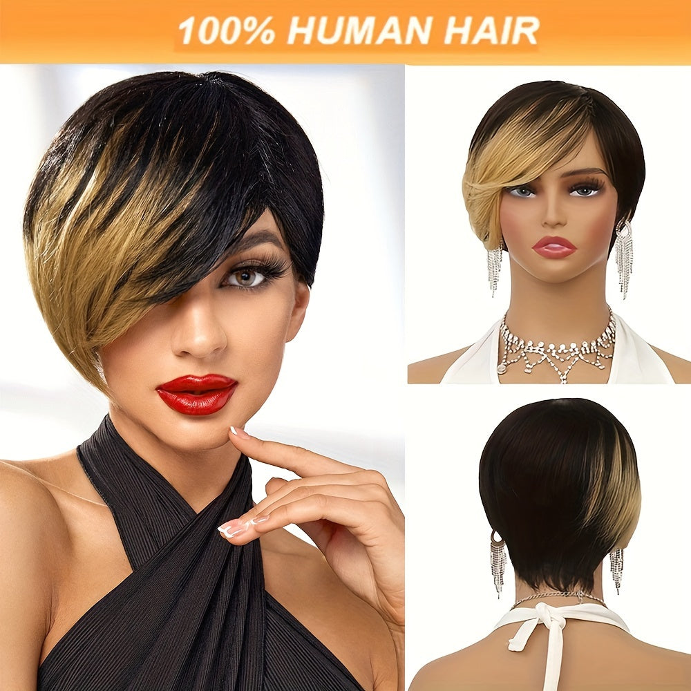 Short Remy Human Hair Pixie Wig