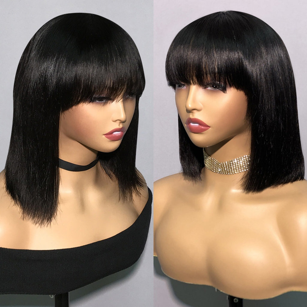 Glue-Free Straight Human Hair Wig