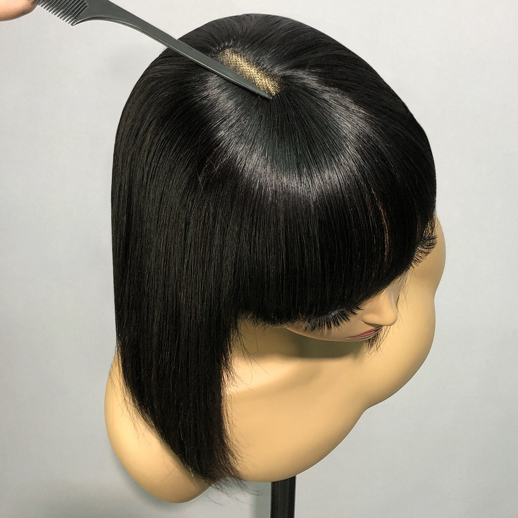 Glue-Free Straight Human Hair Wig